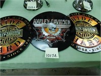 3 Harley Davidson Round Tin Signs