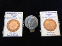1978 Eisenhower Dollar money clip & 2 - copper