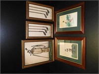 5 Framed Golf Pictures