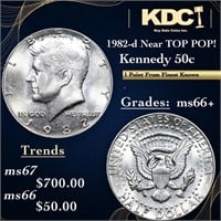 1982-d Kennedy Half Dollar Near TOP POP! 50c Grade