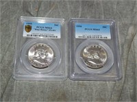 1955 & 1956 Franklin Half Dollars PCGS MS64