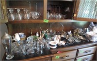 Glassware, silver plate, misc.