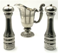 Arte Italica Pewter Pitcher & Pair of Shakers.