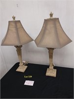 Pair 36" decorative table lamps w hex shades