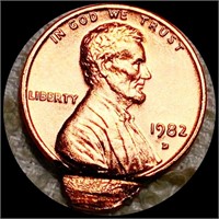 1982-D Lincoln Memorial Cent GEM BU RED CLIPPED