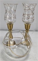 Vintage Candle Holder & Bowl (Gold & Glass)