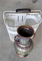 Heavy Metal Vase & Metal Basket