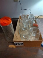 Box lot Glasses and Tang Pitcher