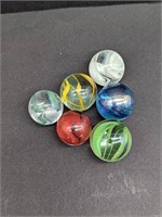 Lot Of 6 Ribbon Crock Marbles