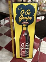 35x12 O-So Grape embossed metal soda sign