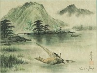 Karl Feng Watercolor "Lakeside"