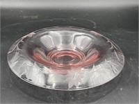 Rolled Edge Console Glass Bowl Pink Depression