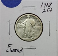 1918 Standing Liberty Quarter F Cleaned