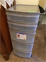 Plastic 5 Drawer Home Organizer on Wheels