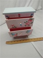 D3) Hand Painted Dresser for Jewelry, 2 Drawers