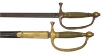 (2) CIVIL WAR M1840 AMES & ROBY MUSICIAN'S SWORDS