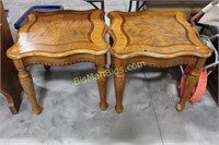 Set of 2 Heavy Wooden End Tables