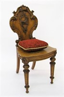 Antique English Chestnut Carved Chair