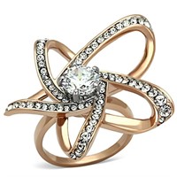 Two-tone Rose Gold Ip 1.30ct White Sapphire Ring