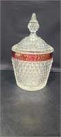 Ruby Red Diamond Point Ice Bucket