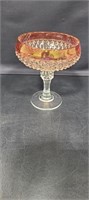 Ruby Red Diamond Point Pedestal dish