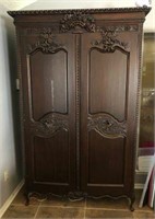 Ornate Wood Carved Armoire