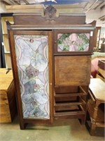 STAINED GLASS DOOR HUTCH 40x69
