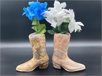 Texas Comanche Pottery Cowboy Boot Planters