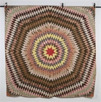 Vintage Hand Sewn Texas Star Pattern Quilt