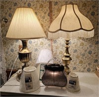 (2) Brass, (1) Purse Lamp & Extra Lamp Shades