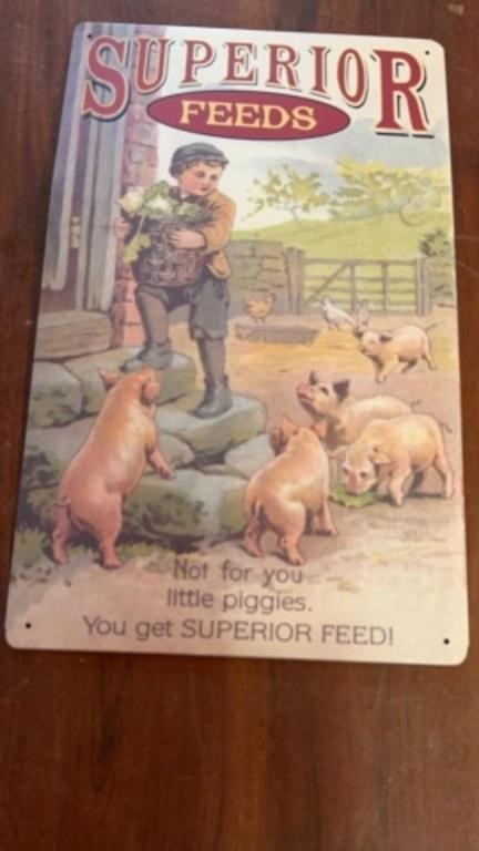 Metal Sign Superior Feeds 10in x 15in