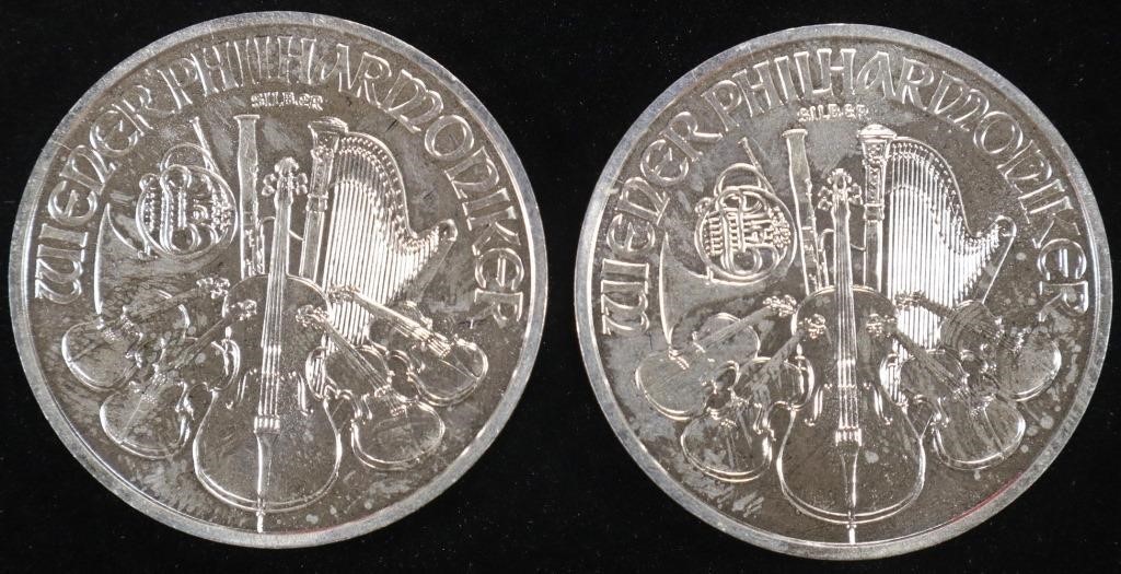 (2) 1 OZ .999 SILVER 2023 PHILHARMONIC ROUNDS