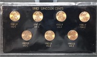 1982 Lincoln Cent Variety Set Gem BU