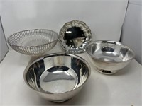 4-Silver Plate Serving Bowls