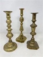 3-Brass Candlesticks (Tallest is 11 3/4" H)