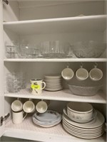 Glass bowls, mugs and plates
