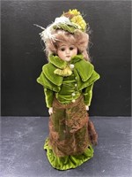 Vintage Porcelain Doll In Victorian Dress