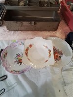 3 hand paint  transferware bowls