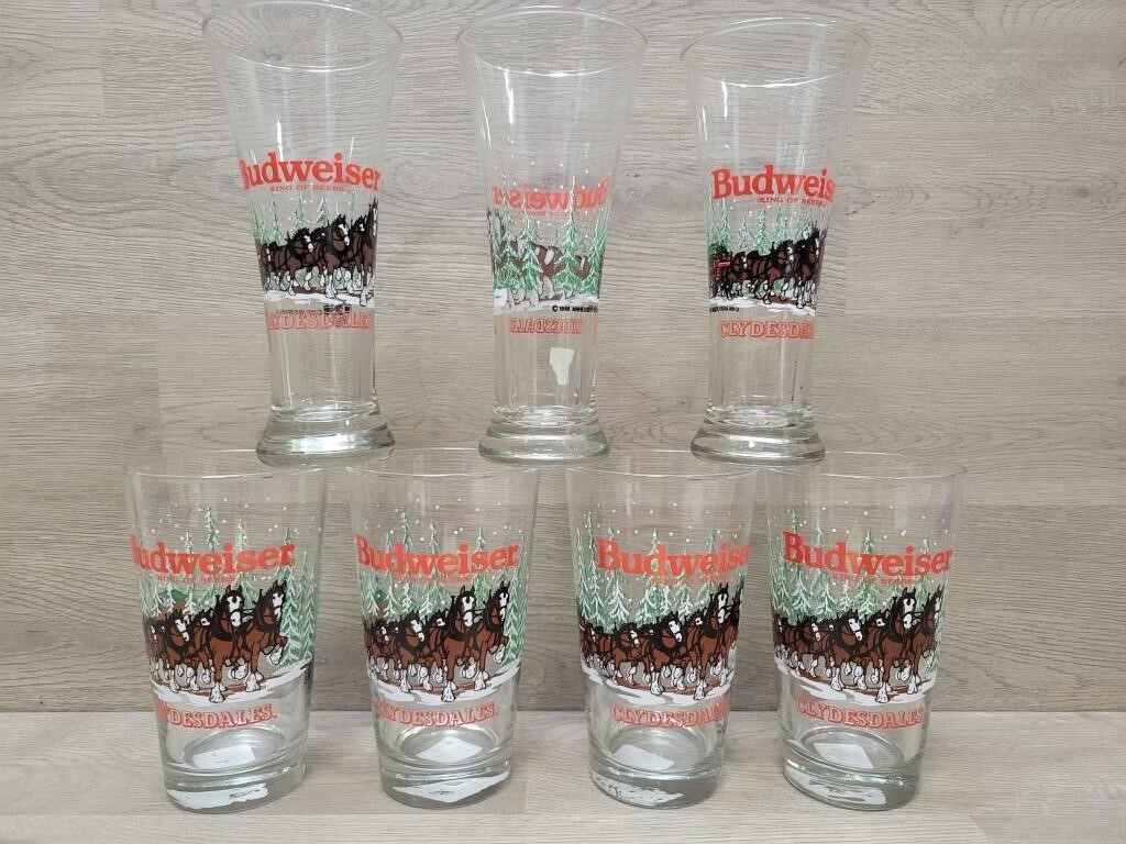 Budweiser Glasses: 4 Draft & 3 Pilsner