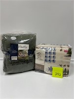 NWT Flannel Sheet Set Full Fleece Throws