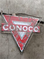 Conoco Porcelain Double Sided Sign w/Frame