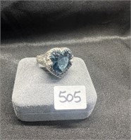 Judith Ripka Sterling/ Blue Topaz Heart Ring