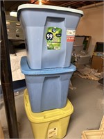 3 -18 Gallon Plastic Storage Containers with Lids