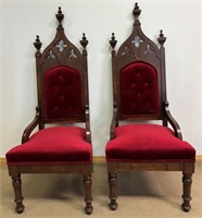 FANTASTIC PR OF VICTORIAN GOTHIC ACCENT CHAIRS