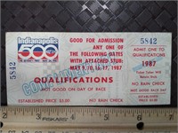 Indy 500 1987 Complimentary Qualifications Ticket
