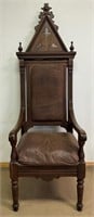 SUBSTANTIAL ASH LODGE CHAIR W LEATHER SEAT