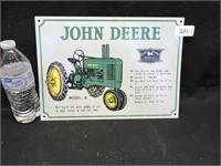 REPOP JOHN DEERE MODEL A TIN SIGN