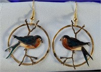 Artisian Crafted Enamel Bird Earrings