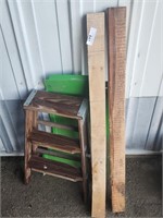Wooden Step, Wood Pieces, Green Plastic