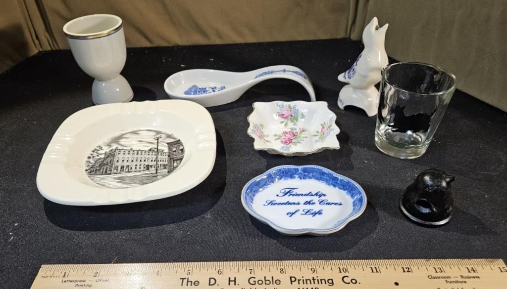 Pie Bird & Assorted collectibles: pottery & glass